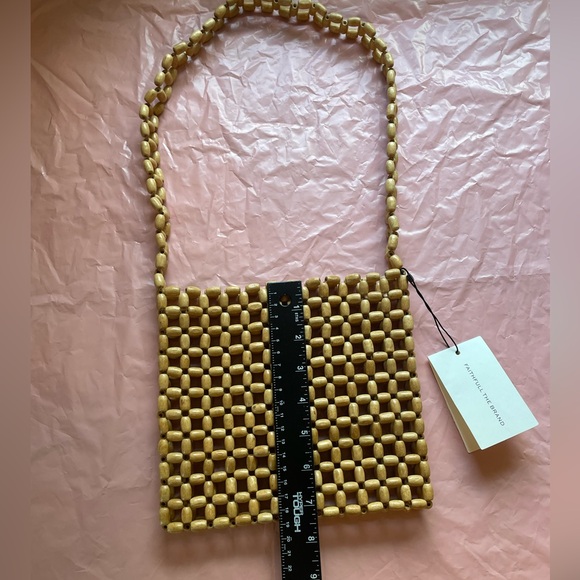 Anthropologie Faithfull the Brand NWT Bag Beaded Clutch Bag Natural Wooden $119 - Picture 12 of 14
